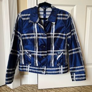 Blue/white bomber jacket 100%polyester